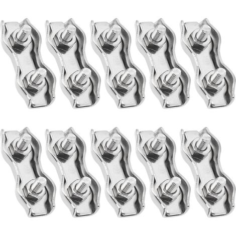 Lot de 10 mandrins de serrage pour câbles en acier inoxydable 304, double clip M3, pour mécanismes industriels (1/5)