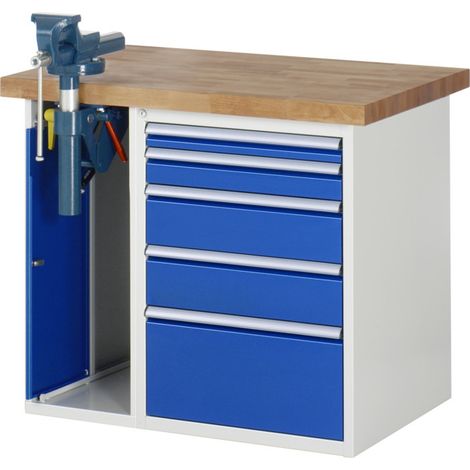 Établi Rau modèle 7511 avec 5 tiroirs et armoire l x p x h 1000x700x840mm