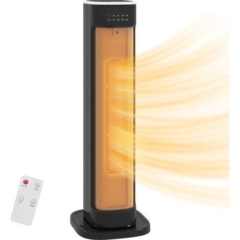 HOMCOM Ceramic Electric Heater, 2000W Space Heater with Timer, Black (1/5)