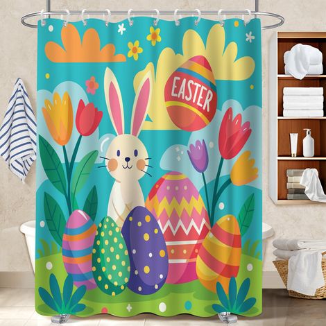 Rideau de bain imprimé polyester 180x180 souple séparation douche pour personne allergique (1/5)