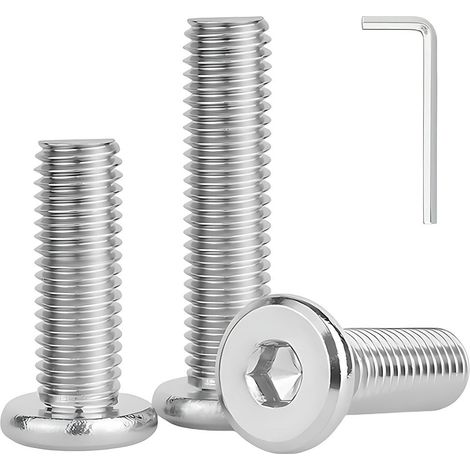 10 Pièces Vis à Tête Plate Hexagonale M5 x 16mm Vis à Six Pans Creux en Acier Inoxydable A2 V2A Boulons de Meubles Hexagonale avec Clé Allen Filetage Complet (1/5)