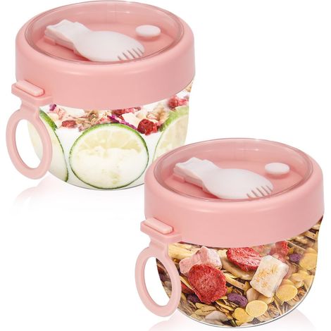 Lot de 2 bols 590 ml pour overnight oats avec couvercle et (1/5)