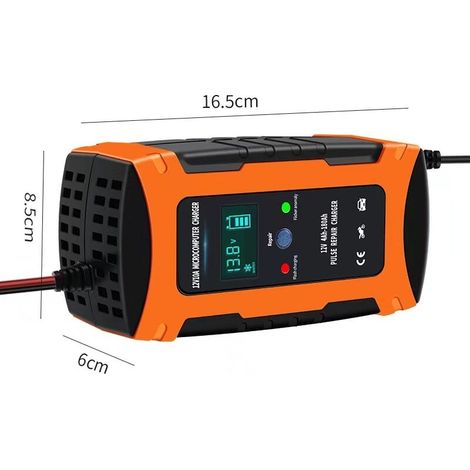 12V 10A Bleu lacChargeur de batterie 12 V 10 A pour voiture avec réparation et activation par impulsions intelligentes, compatible avec les chargeurs de batteries de motos et les batteries au plomb-ac
