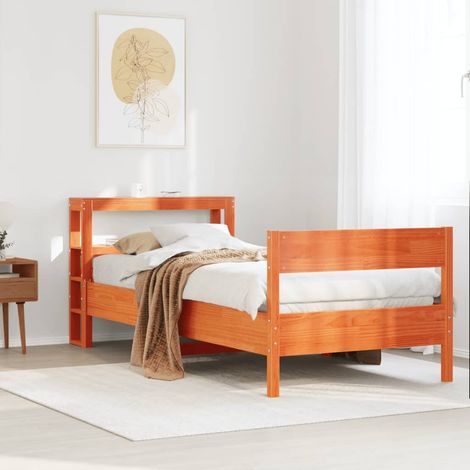 Estructura de cama sin colchón madera maciza marrón 75x190 cm