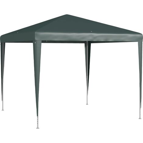 Gazebo da Giardino 270x270 cm con Picchetti e Corde Telaio in Acciaio e Rivestimento in PE Verde Scuro (1/5)