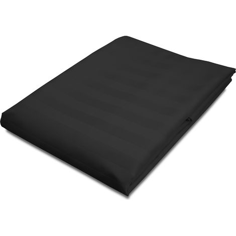 Spannbettlaken aus Baumwolle mit Streifenmuster aus Bambusfaser, 220 x 260 cm, schwarz (1/5)