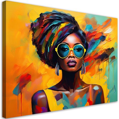 Tableau déco Femme africaine colorée 100x70 (1/5)