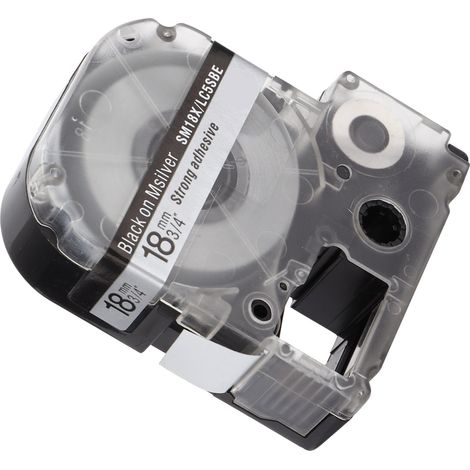 Boîte de ruban d'étiquettes de rechange pour notes adhésives SR230C, compatible avec les rubans d'imprimante d'étiquettes Epson, ruban Kingston 18 mm, fond argent mat 18 mm avec texte noir pour imprim (1/5)