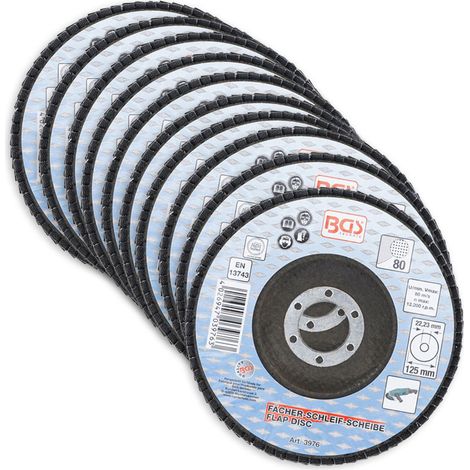 Lot 10 disques Ø 125 mm 22 mm a lamelles bgs grain de 80 (1/5)