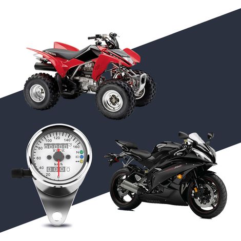 Compteur kilométrique et compte-tours à double indicateur LED pour moto (argenté) (1/5)