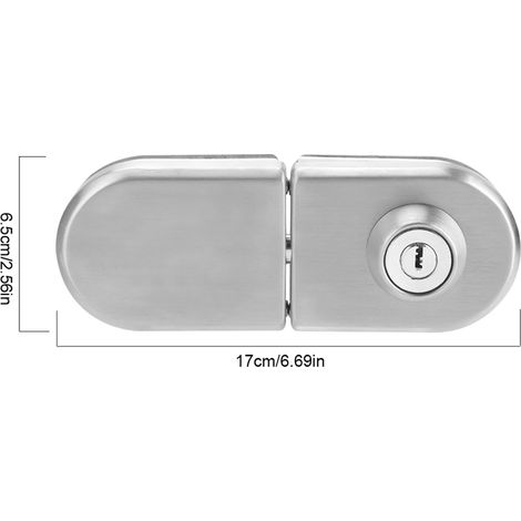 Serrure de porte en verre en acier inoxydable 10-12 mm avec clés, ouverture/fermeture, pour usage domestique, hôtelier et salle de bain. (1/5)