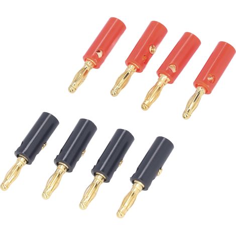 40 fiches bananes pour haut-parleurs, fils et câbles, diamètre 4 mm, laiton plaqué or, rouge et noir, universelles (1/5)