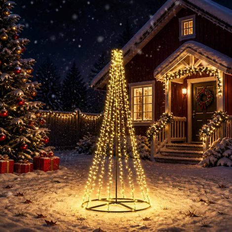vidaXL Albero di Natale LED 235 cm 1000 LED Bianco caldo Acciaio (1/5)