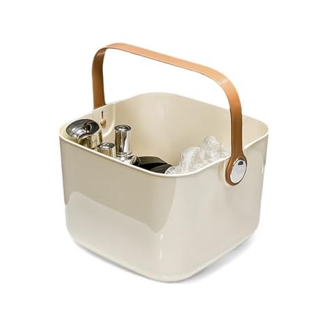 Panier De Douche Portable Avec Trou de Vidange, Grande Capacité, Crème