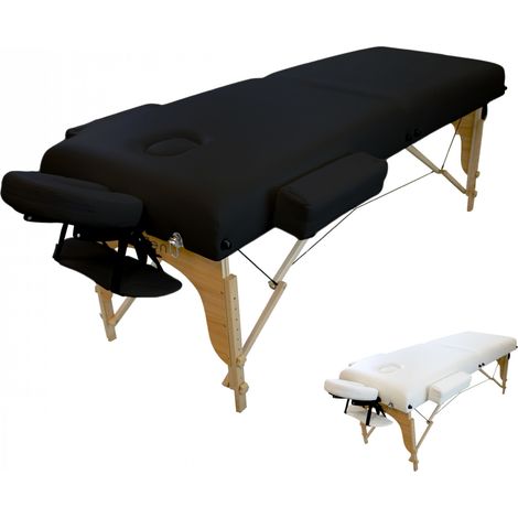 Table de massage 15 cm pliante 2 zones en bois avec panneau Reiki + Accessoires et housse de transport - Noir - Vivezen