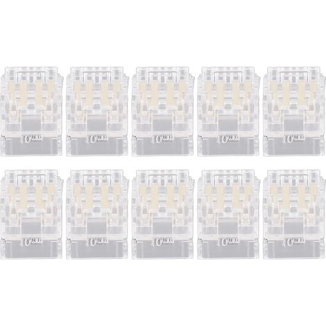 Lot de 10 connecteurs pour ruban LED COB, 4 broches, 10 mm, transparents et sans soudure, pour la maison, l'école ou le bureau.