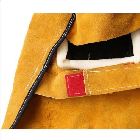 Cagoule de soudage en cuir de vache, protection solaire avec masque auto-obscurcissant pour soudeur (1/5)