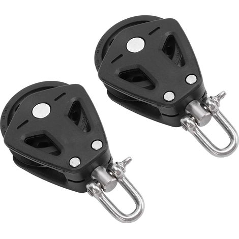 Lot de 2 poulies marines en acier inoxydable et nylon haute résistance, capacité de charge élevée, universelles, à une seule tête, pour voiliers, kayaks et canoës, sans système de verrouillage (1/5)