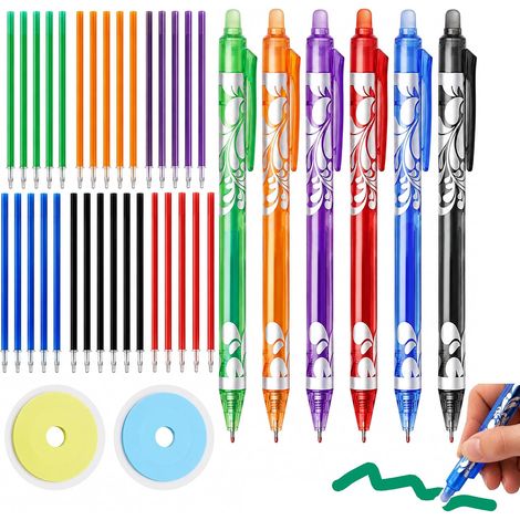 Stylos gel effaçables 0,5 mm, lot avec 30 recharges et 2 gommes (1/5)