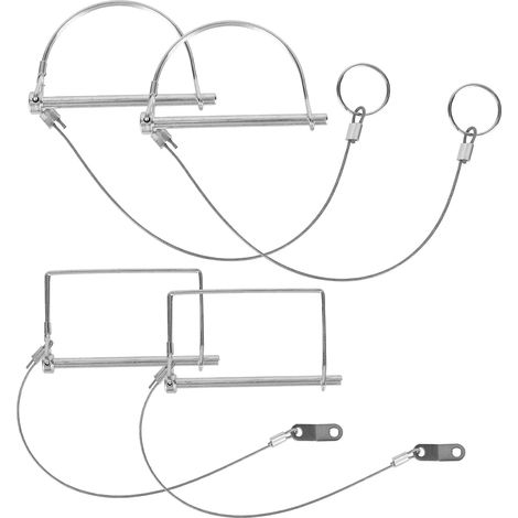Lot de 4 Goupilles d'Attelage avec Câble Anti-Perte, Goupille de Verrouillage Carrée et en Forme D Accessoires Remorquage Sécurisés pour Attelage Remorque et Tracteur Tondeuse (1/5)
