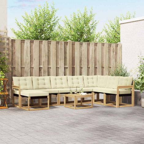 vidaXL Outdoor-Sofagarnitur 9 Stk. Weiß und Creme (1/5)