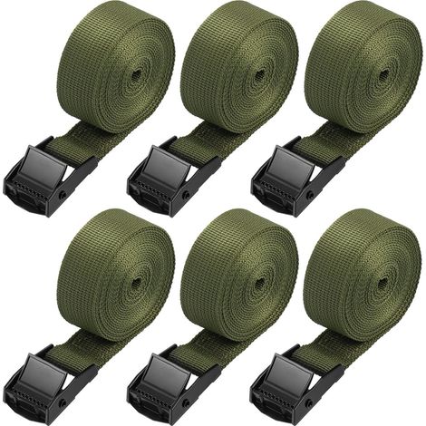 Correas para portabicicletas, juego de 6 correas de trinquete de 2,5 cm x 1 m con hebillas de clip, aleación de acero inoxidable, ajustables y de liberación rápida, para el transporte de equipaje en b