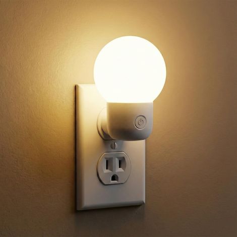 Veilleuse murale LED à brancher (1 unité), double température de couleur, éclairage omnidirectionnel à 360°, idéale pour chambre, salle de bain, couloir ou cuisine. (1/5)