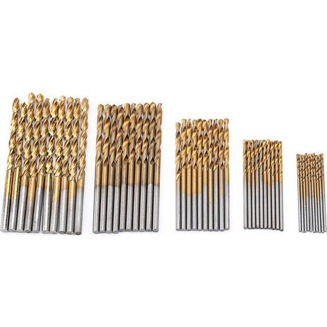 50Pcs Mini High Speed Steel Plating Titanium Straight Hand Twist Drill Bits Tool (1/5)