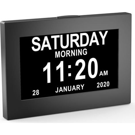 Horloge calendrier numérique One Piece 8 pouces avec date et heure, touchable horloge Alzheimer pour parents, rappel de médicaments pour grands-parents et enfants - Noir - 26 18 2.2cm (1/4)