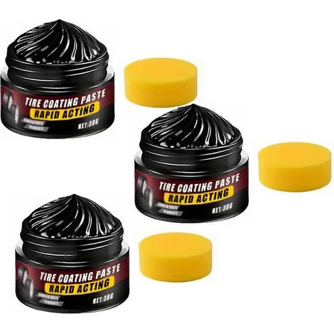 Pâte d'entretien pour pneus - Crème d'entretien automobile à action rapide pour pneus et jantes, ravive la couleur du caoutchouc, idéale pour voitures, camions et motos (3 pièces) (1/5)
