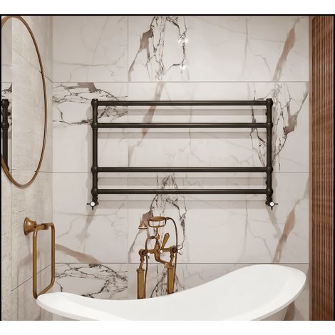 Sèche-serviettes électrique - Avec thermostat connecté - WAME - 100 x 53 cm - Noir - 600W (1/3)