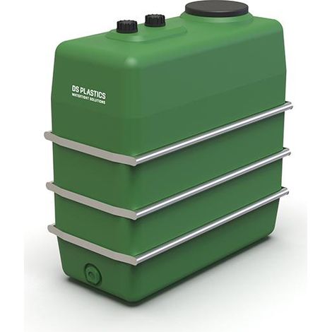 Cuve Hors-sol Rectangulaire 1500 Litres avec Bandes en Acier DS Eau Vert (1/2)