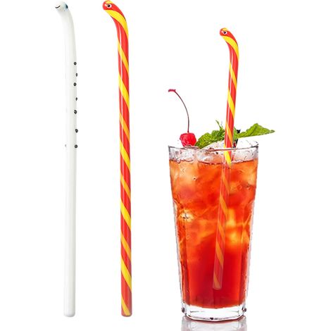 Lot de 2 bâtonnets mélangeurs à cocktails, bâtonnets mélangeurs longs en verre soufflé à la main pour mélanger les cocktails