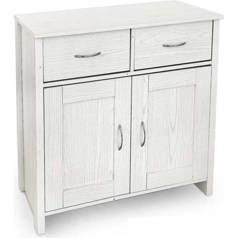 MOBILE DA ARREDO CON 2 CASSETTI E 2 ANTE 79X35X80CM IN COLORE BIANCO (1/2)