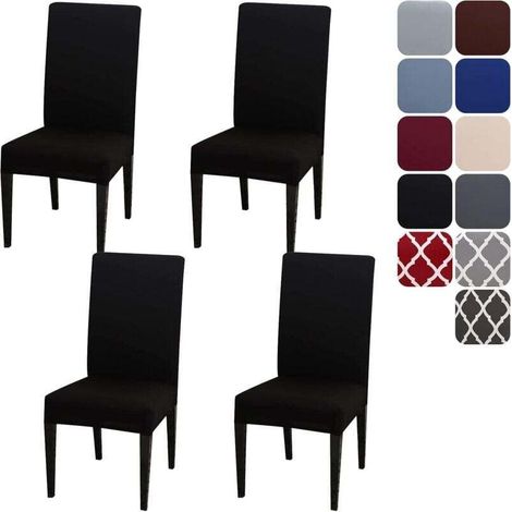 Housse de Chaise Extensible Lot de 4, Couverture Protecteur de Chaise Salle a Manger Universel Amovible Moderne Durable (1/4)