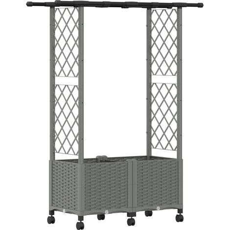 Maison Exclusive - Letto Rialzato con Griglia e Tetto Grigio Chiaro PP (1/5)