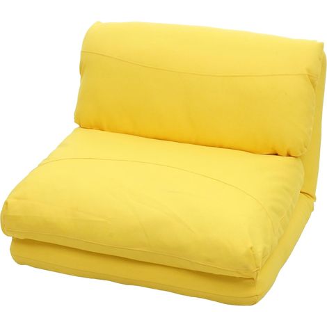 Poltrona letto pouf relax morbido imbottito HHG-515 trasformabile tessuto giallo