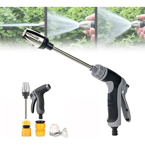 Pistola de lavado a alta presión Waterblitz, pistola de agua con boquilla para manguera Water Blitz, con rotación de 360° y tres modos de pulverización, equipada con juntas metálicas, 1 unidad. (1/5)