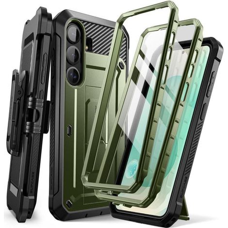 Coque robuste pour Samsung Galaxy S25 avec clip ceinture et support, 2 façades incluses (1/5)