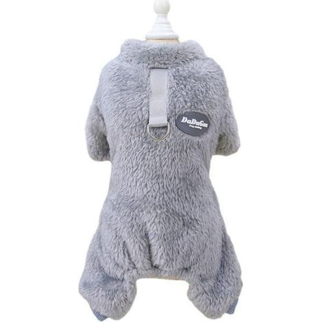 Vêtement chaud et doux pour petit chien avec jambières intégrées et anneau de traction, taille XL, couleur grise (1/5)