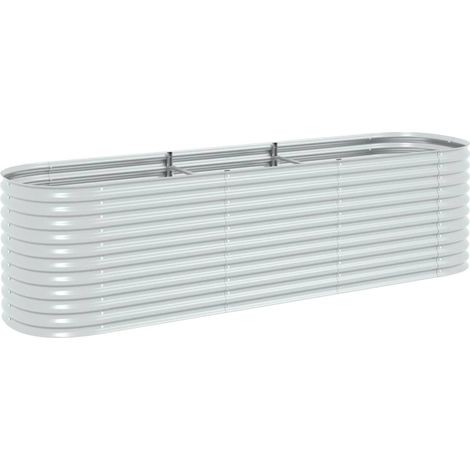 INLIFE Lit surélevé de jardin 320x80x81 cm Acier galvanisé Argenté (1/5)