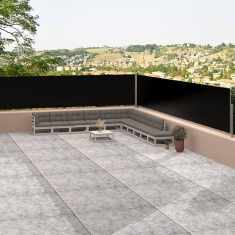 Auvent latéral rétractable,Marquise Anti-UV,Auvent facile à assembler Noir 117x1200 cm -FR82540 (1/5)