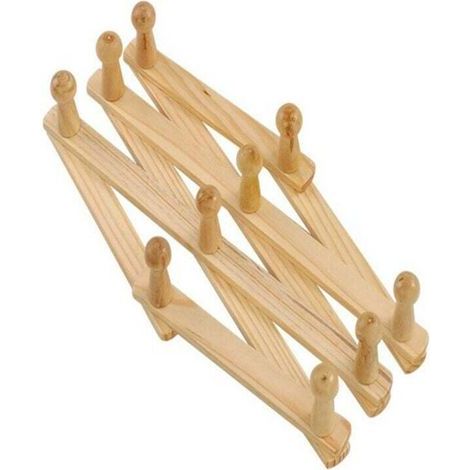 en Bois Expansible Porte Manteau, Support Mural Accordéon Bois Crochet pour Suspendu Chapeaux, Capuchons, Tasses, Manteaux, Sacs, Tasses Café, Super pour D'Entrée Couloir Salle à Manger (1/5)