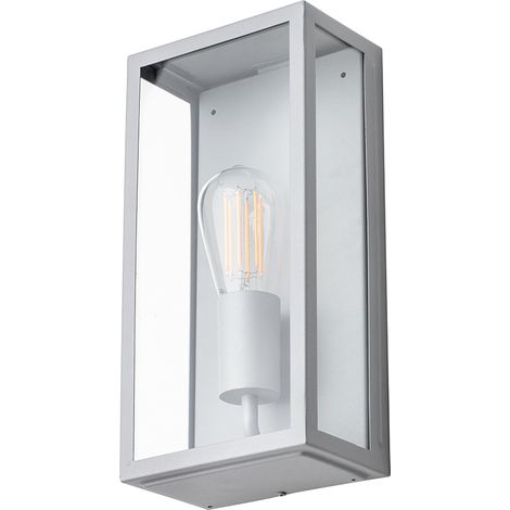 Litecraft Mersey Wall Light Outdoor Box Lantern IP44 Garden Fitting - Silver (1/5)