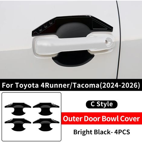 (4Runner 2025-2026-C Noir brillant) Convient aux Toyota 4Runner Tacoma 2024-2026. Garniture de poignée de porte noire, protection de peinture, accessoire de style extérieur en plastique ABS. (1/4)