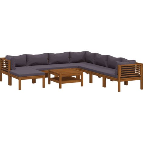 Maison Exclusive - 9-tlg. Garten-Lounge-Set mit Auflage Massivhol