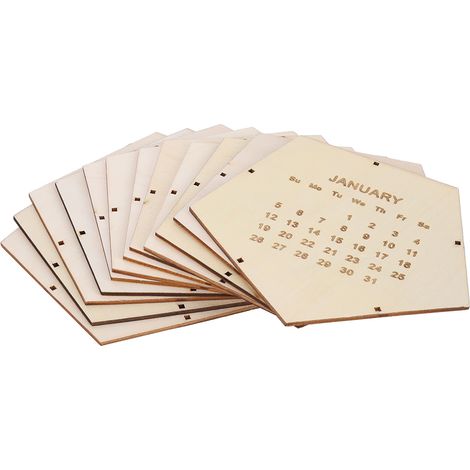 Einzigartiger DIY-Holzkalender 2020, geometrischer dreidimensionaler Tischkalender, Heimbüro-Dekoration, Khaki (1/5)