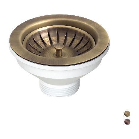 PILETTA 114 MM PER LAVELLO CON FORO 90 MM Misura: Pirite - Ottone anticato (1/2)