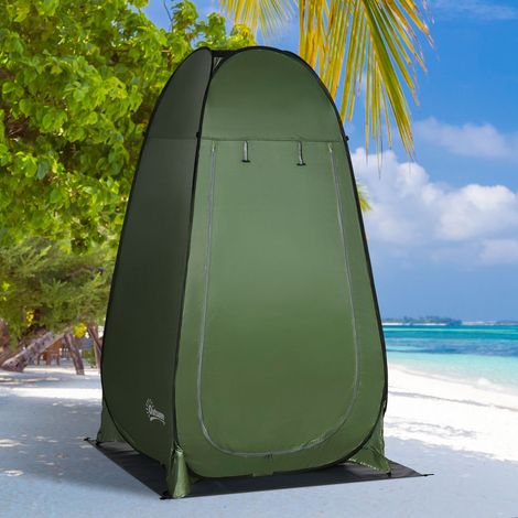 Tente camping douche plage porte articulée sac transport - Dimensions: 126x124x189 cm - Couleur: Vert foncé