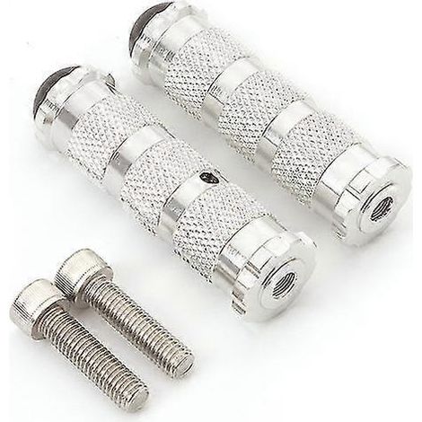 8 mm CNC-gefräste Aluminium-Motorradfußrasten für universelle Motorräder (Yamaha, Kawasaki, Honda) – Silber